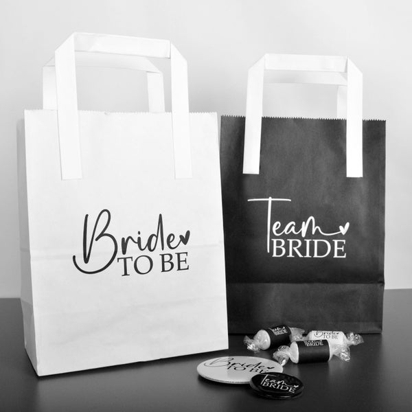 TEAM BRIDE BAGS - Hen Party Bags - Hen Party Goody Bags - Gift Bag - Hen Night Accessories - Hen Party Paper Bag Black and White Team Bride