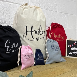GEPERSONALISEERDE OPBERGZAK | Kerstcadeauzakje | Speelgoedtas voor kinderen | Herbruikbare cadeauzak | Op maat gemaakte waszak met trekkoord | Gepersonaliseerde tas