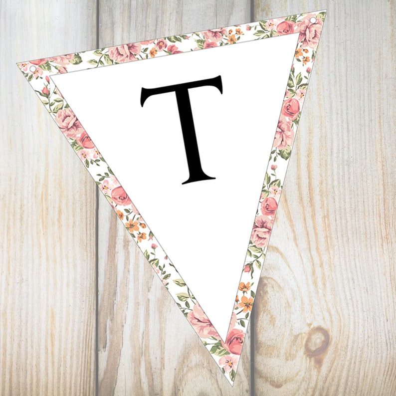 Vintage Alphabet Bunting Printable Floral Banner Floral Etsy