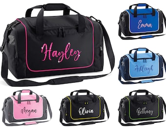 PERSONALISED GYM BAG | Glitter Text | Personalised Weekend Bag, Gym Bag, Yoga Bag, Duffle Bag, Kit Bag, Uniform Bag, Personalised Gift