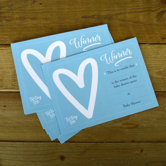 Baby Shower WINNERS CERTIFICATES Boys Baby Shower Blue Baby