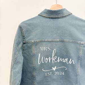 PERSONALISED BRIDE JACKET With Name & Date - Custom Wedding Denim Jacket, Bride To Be, Bride Gift, Hen Party, Mrs Jacket, Wedding Party