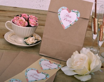 5 x Vintage Hen Party Bags - -Floral Hen Night Bags -  Hen Party Goody Bags - Hen Party Gift Bags - Hen Night Accessories