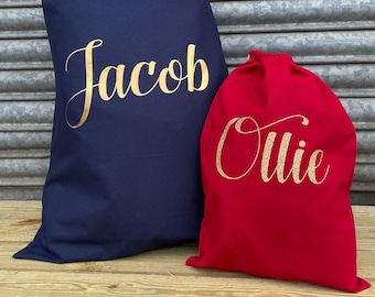 Luxury Personalised Christmas Santa Sack | Custom Christmas Gift Sack With Initial | Giftwrap Sack for Presents | Gifts for Child Children