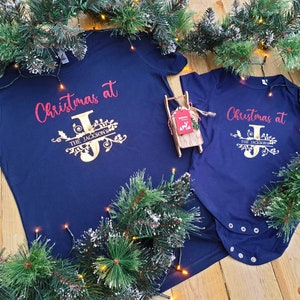 Maglietta personalizzata per Natale in famiglia - Top natalizi per la famiglia, Vestito per la vigilia di Natale/Natale, Natale, Set coordinato per la famiglia, Adulto/Bambino/Neonato