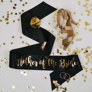 Fascia per la madre della sposa - Gamma per addio al nubilato Team Bride BLACK & GOLD - Disponibili altre fasce abbinate