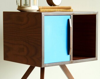 Mid Century Modern Bedside Table/ Mid Mod Nightstand/ Walnut Night table/ Custom Made/ Handmade