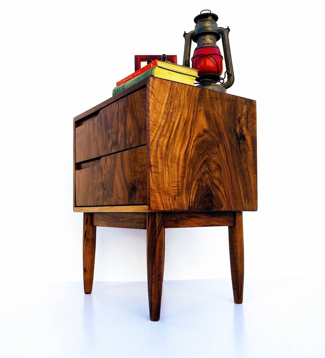 Solid Walnut Mid Century Modern Nightstand/walnut Bedside Table/ Custom