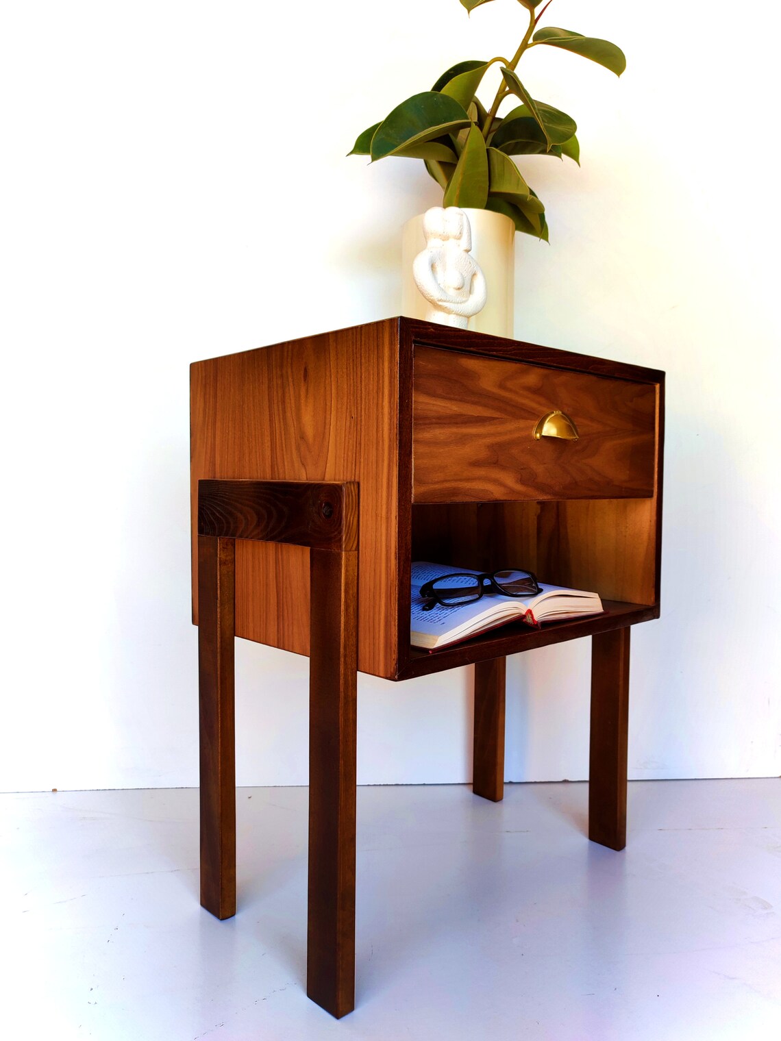 Retro Nightstand/ Mid Century Bedside Table/ Custom Made/ Etsy