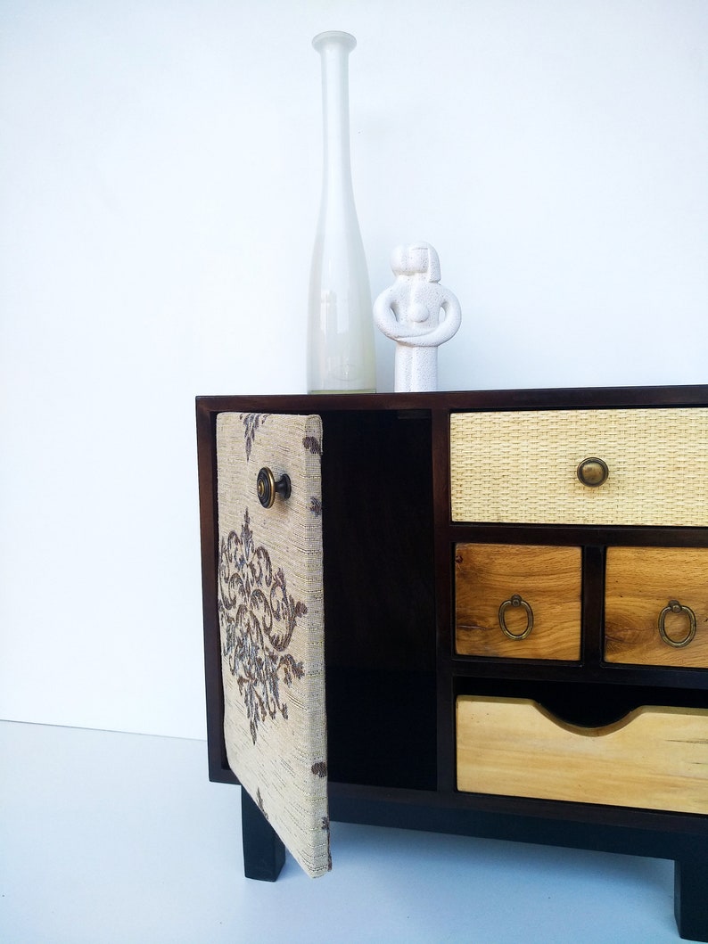 Boho Nightstand/ Handmade/ Mid Century Modern Walnut Etsy