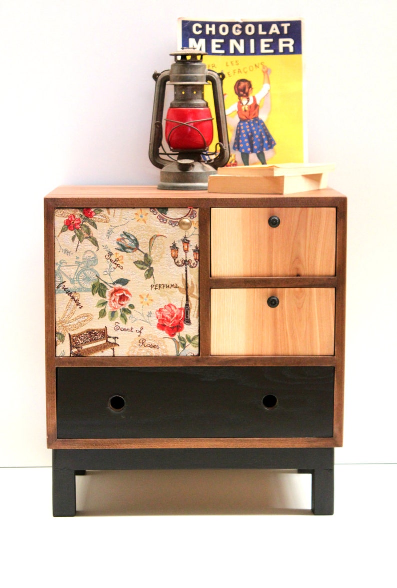 Mid mod Nightstand Walnut Bedside table Boho Night Table Handmade Custom Made