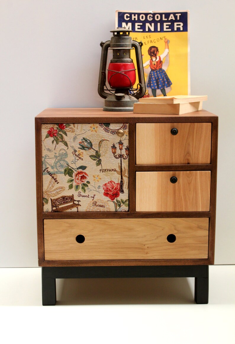 Mid mod Nightstand Walnut Bedside table Boho Night Table Handmade Custom Made