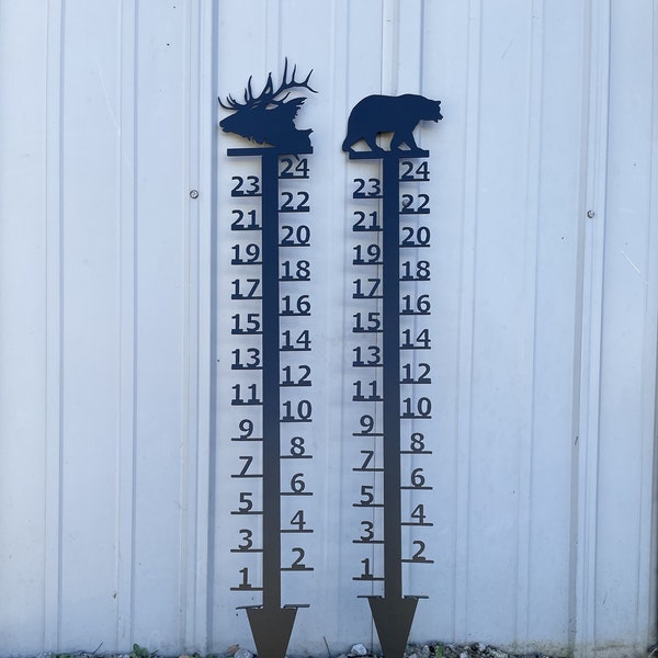 Snow Gauge - Snow Measuring Stick - Metal - Multiple Designs - Super Strong, Reinforced with Steel Rod for Stability - Powder Coated