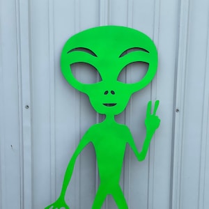 2- or 3-Foot Metal Alien - Powder coated Green or Black - Made in the USA