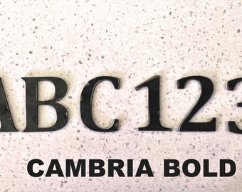 1/8" Thick Metal Letters and Numbers - Cabria Bold - Powder Coated or Unpainted - With Mounting Holes - Multiple Sizes