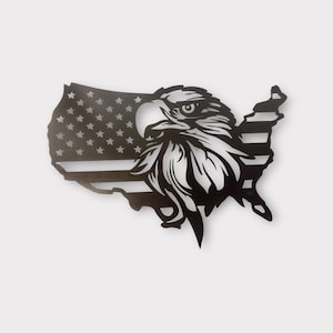 American Flag, Eagle, and United States Metal Art Wall Décor/Sign - Powder Coat - Many finishes and colors - Made in the USA