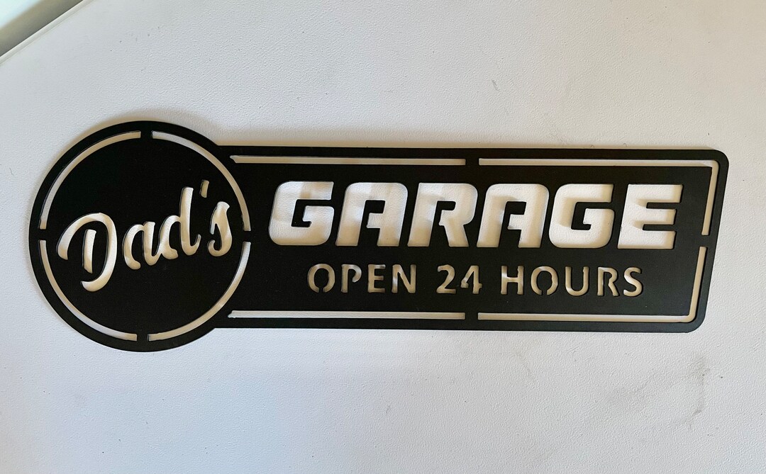 Dad's Garage Metal Tin Sign - 16x4 Inch Wall Decor For Man Cave, Bar, Or Garage