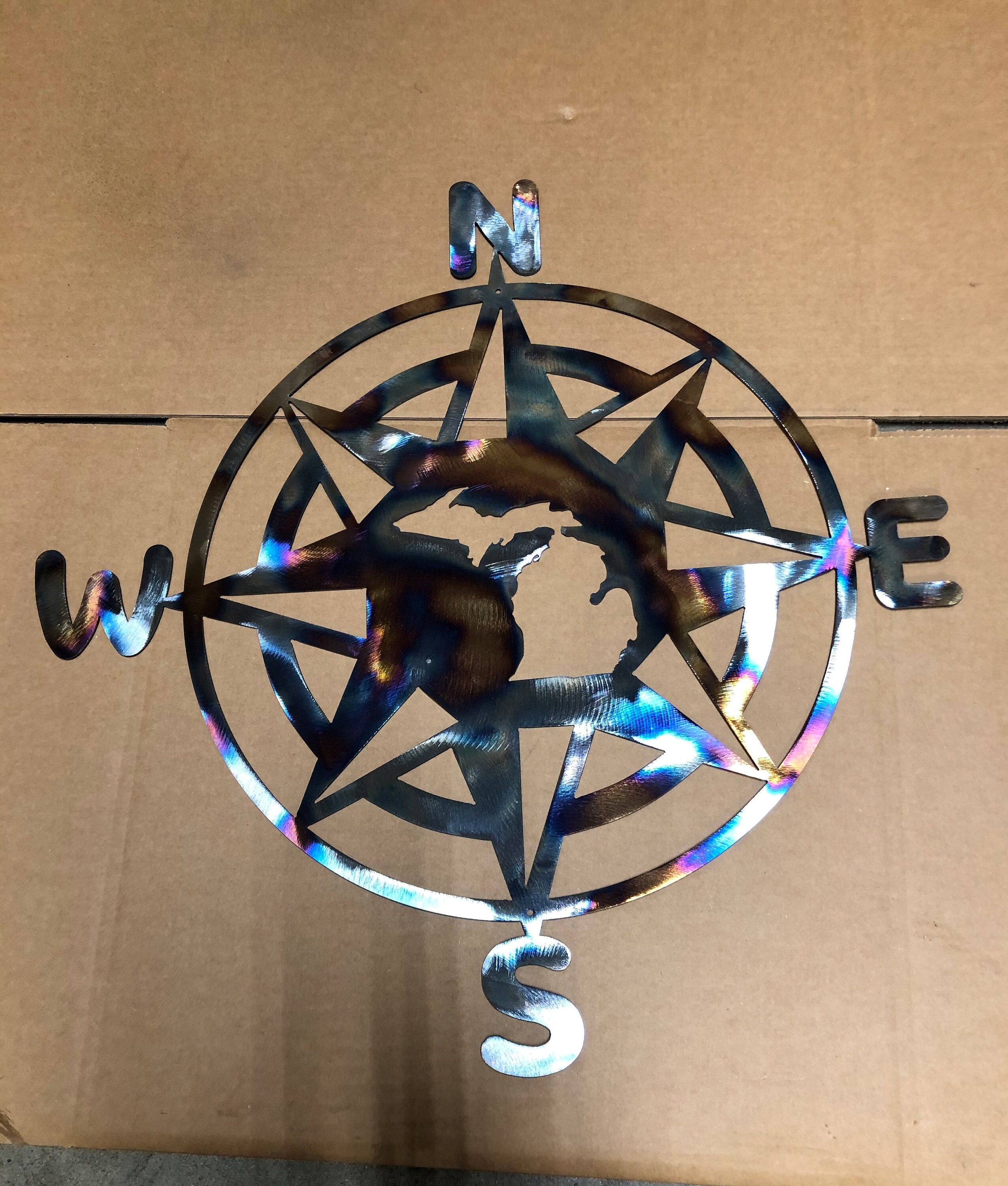 Custom Compass Metal Wall Art Décor with State of your choice. | Etsy