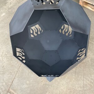 Fire Pit Sphere Side Opening Fire Flames Metal, Plasma Cut and Fabricated Globe UPS Shipping Available image 7