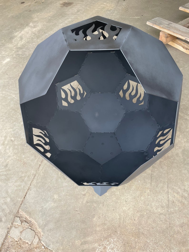 Fire Pit Sphere Side Opening Fire Flames Metal, Plasma Cut and Fabricated Globe UPS Shipping Available image 7