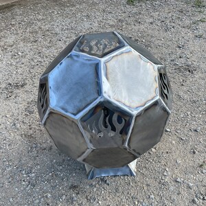 Fire Pit Sphere Side Opening Fire Flames Metal, Plasma Cut and Fabricated Globe UPS Shipping Available image 6