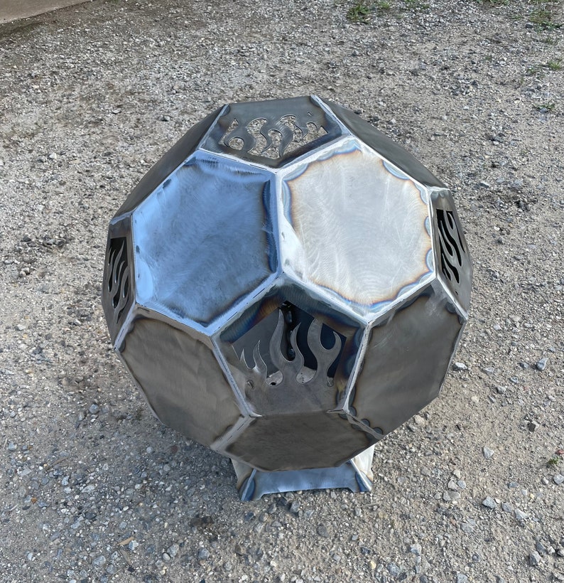 Fire Pit Sphere Side Opening Fire Flames Metal, Plasma Cut and Fabricated Globe UPS Shipping Available image 6