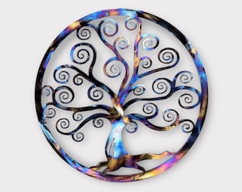 24" Swirly Tree of Life Metal Art Wall Décor - Modern - Fun