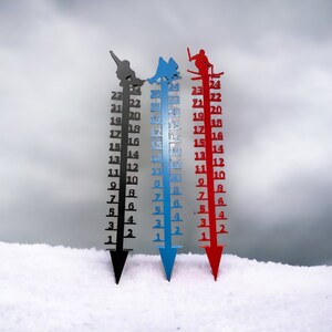 24" Snow Sports Snow Gauge Metal - Snow Measuring Stick - Super Strong, Reinforced with Steel Rod for stability - Winter - Powder Coated