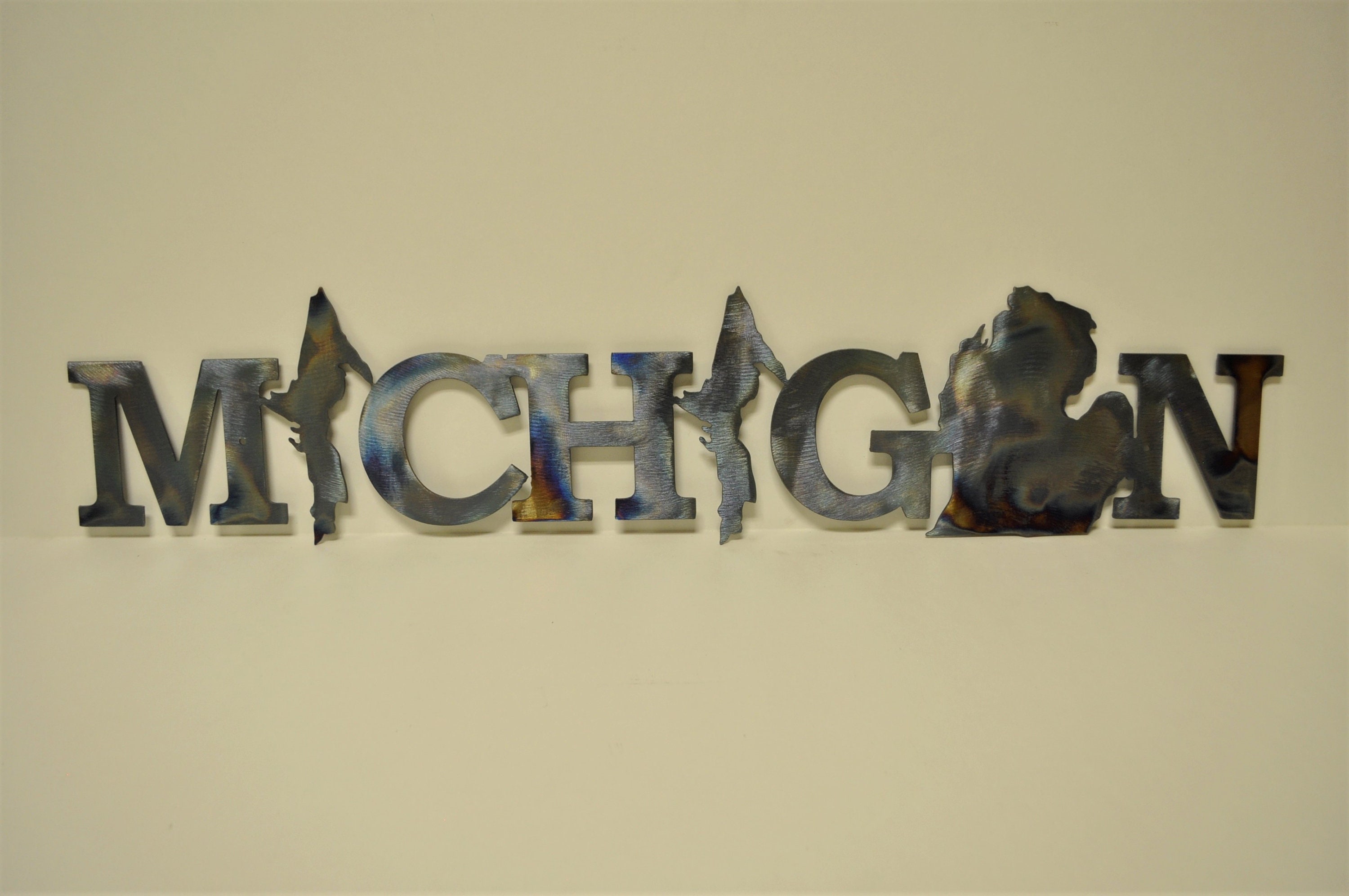 Michigan Metal Wall Art/décor With Upper and Lower Peninsula Etsy