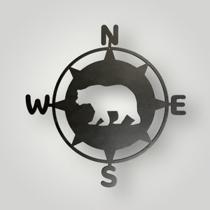 Bear | Metal-Compass-Wall Art Décor | Multiple Finishes | Multiple Sizes | Use indoors or outdoors | Powder Coated