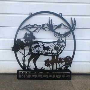 Deer/Buck Welcome Sign - Metal Plasma Cut - Customizable