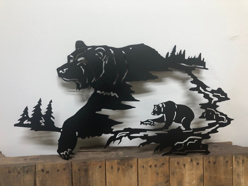 Detailed Bear Wildlife Scene Metal Wall Décor Etsy