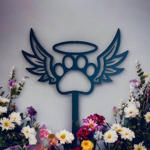 Pet Memorial with Wings and Halo Garden Stake - Memorial/Burial Marker - Pet Tribute Marker