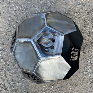 Fire Pit Sphere Side Opening Fire Flames Metal, Plasma Cut and Fabricated Globe UPS Shipping Available image 8