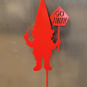 Funny Little Gnome Flipping/Flick the Finger Garden/ Yard Art Stake