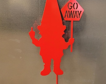 Funny Little Gnome Flipping/Flick the Finger Garden/ Yard Art Stake
