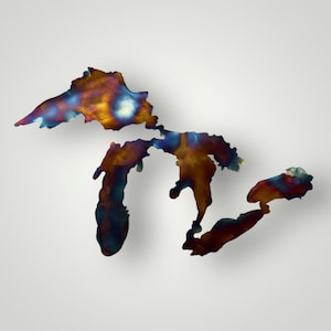 The Great Lakes Metal Wall Art | 7 Sizes | Lake Erie-Superior-Huron-Ontario | Ships Free! | Made in the USA | Indoor | Outdoor
