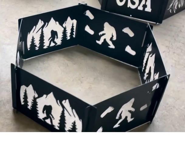 14ga - 30" - 6 Panel - Slip together Fire Pit - High Heat Powder Coat Paint - Many Designs - No Tools Required - Bigfoot - Moose - Buck