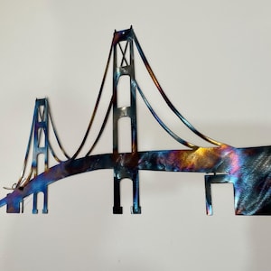 24" Mackinac Bridge Metal Wall Art Décor - Michigan Landmark - Historic Bridge - USA Made- Powder Coated