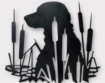 Hunting Dog - Labrador Retriever in Cattails Metal Wall Art Hunting Scene - Metal Wall Decor - Powder Coat - USA Made