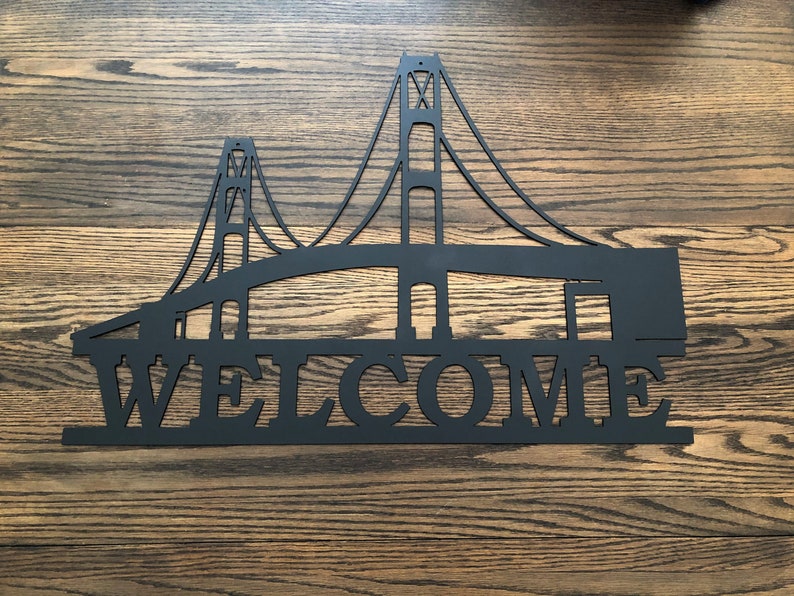 24 x 11 Mackinac Bridge Metal Wall Art Décor Etsy