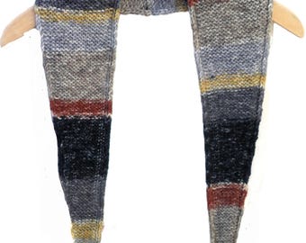 Hand knitted Sophie scarf from mixed yarn, cotton and acrylic. Knitted neckerchief,  ribbed scarf, trendy skinny shawl, knitted neck scarf