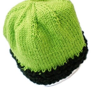 Green knitted hat. Handcrafted beanie, knitted men's cap, handmade beanie, handknitted skater beanie, ladies hat, unisex, knitwear hipster image 2