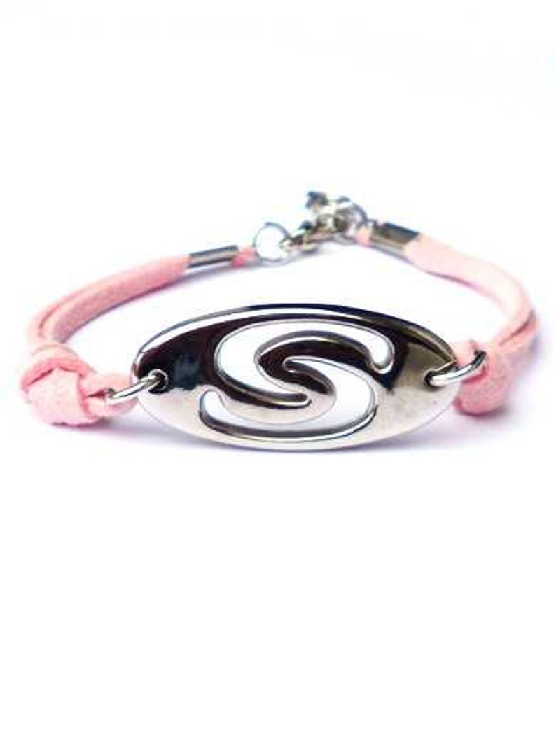 Bracelet light pink faux suede cords silver-coloured image 0