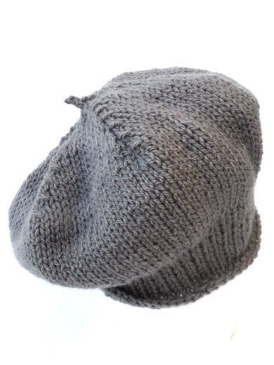 Grey Beret Handknitted. Handcrafted Slouchy Hat Dark Grey - Etsy