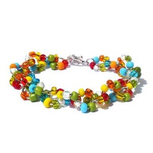 Glass Bracelet on Colored Cord Silver - Adriana Pappas Designs
