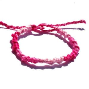 Bracelet braided with embroidery thread, self-tie knot. Skinny swirl and braid handmade woven wristband, mix match wristlet, string jewelry