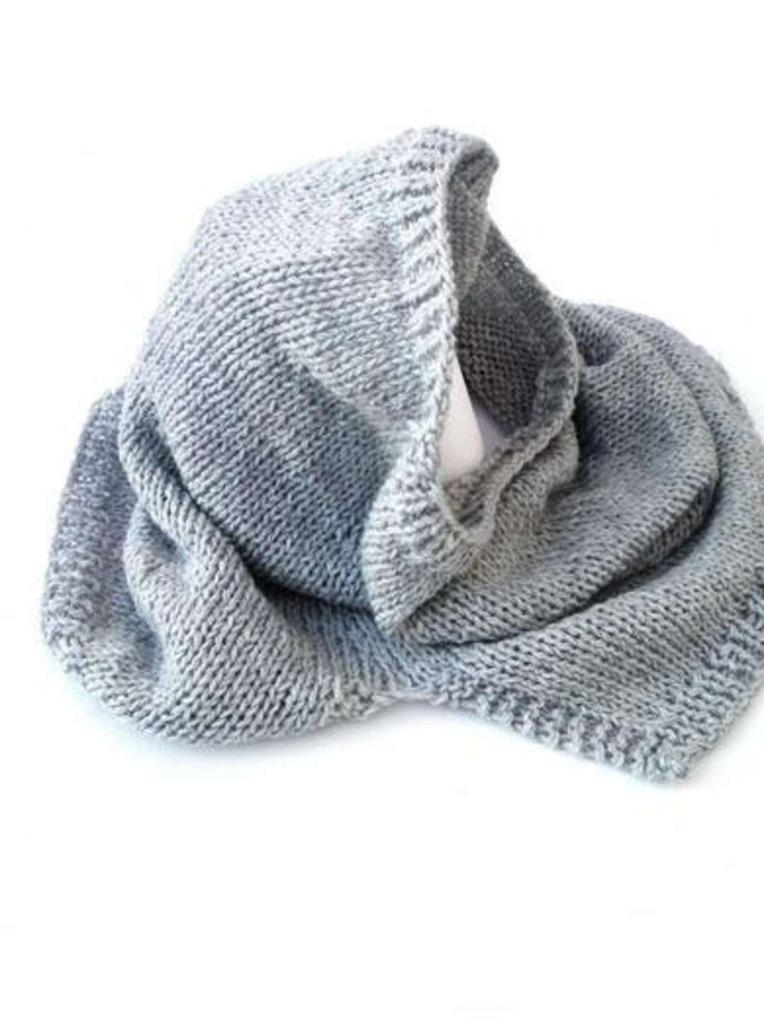小物 L'AppartementGOODGRIEF RIBBED KNITSNOOD Hand Knitted Light Grey Snood, Edges in Rib and Vents in Each Side