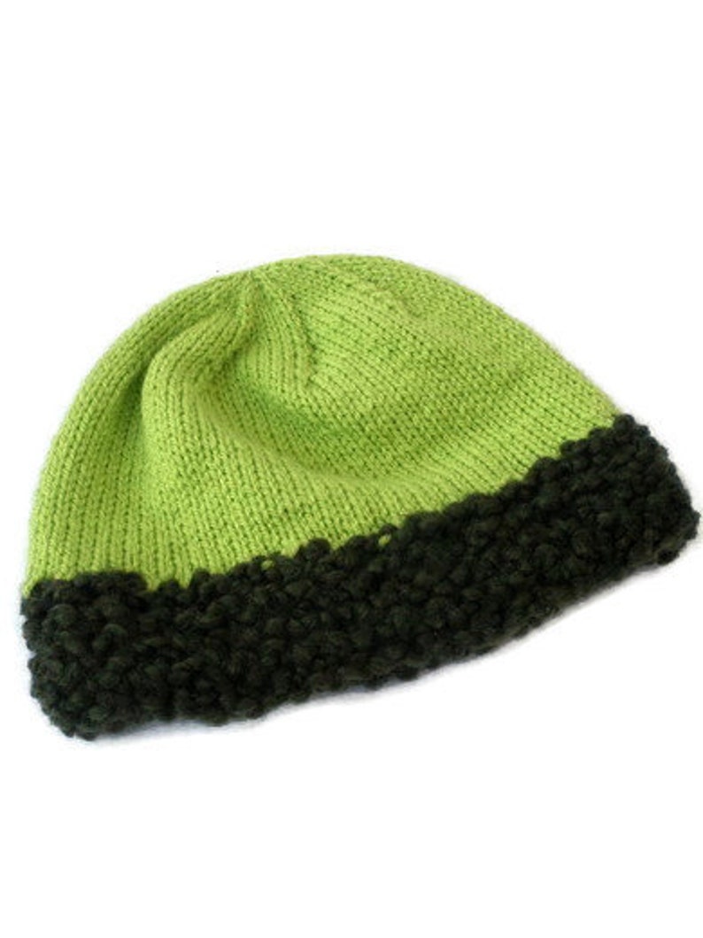 Green knitted hat. Handcrafted beanie, knitted men's cap, handmade beanie, handknitted skater beanie, ladies hat, unisex, knitwear hipster image 3