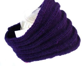 Purple headband hand knitted. Handcrafted hairband, messy bun, knitted ear warmer men, hair accessories hipster, headgear, turban unisex